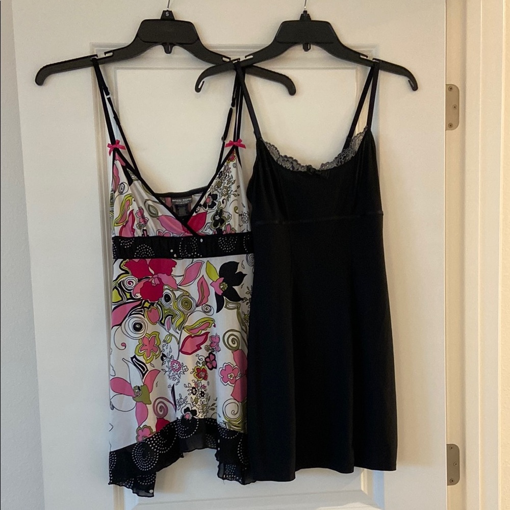 Bisou Bisou Pink and Black Floral and Black Intimates Size XS